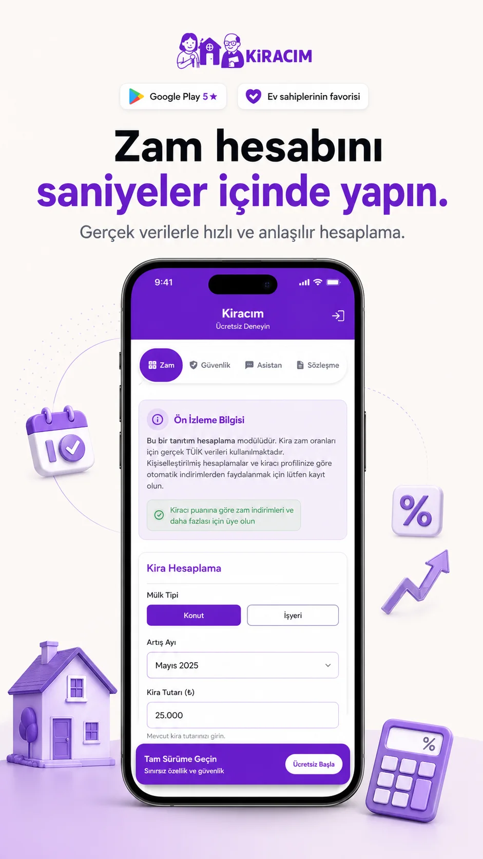 Kiracım kira artışı hesaplama ekranı